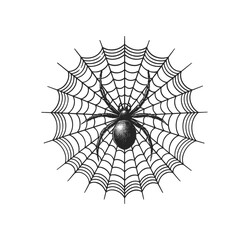 Obraz premium Engraving of Spider on Intricate Web