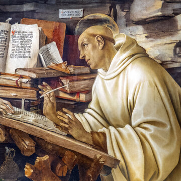 Painting (15th century) of Saint Bernard de Clairvaux, mystic, Catholic saint and reformer of the Cistercian order.