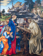 Painting (15th century) of Virgin&rsquo;s Apparition to Saint Bernard.