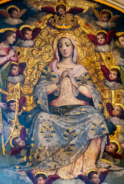 Painting (19th century) of Coronation of the Virgin Mary in heaven.