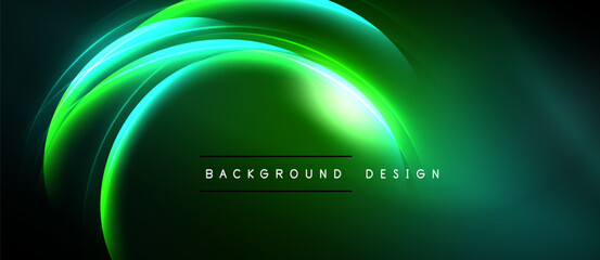 Abstract neon glow. Green, turquoise waves create dynamic background. Modern design element, perfect for digital projects.
