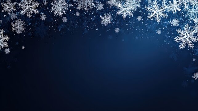Abstract Digital Composition Featuring Blue Tones and Falling Snowflakes Decorative Border - Powered by Adobe