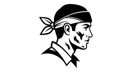 Fototapeta premium Profile of a determined person wearing a bandana looking forward.