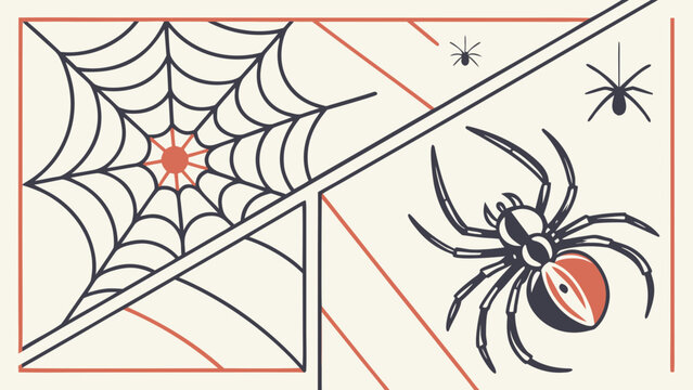 Illustration of spider web and black widow spider.