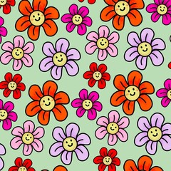 Colorful Floral Seamless Pattern Bright Spring Flowers Cute Wallpaper Design