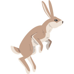 Pixel Art Jackrabbit Mid Leap Against White Background