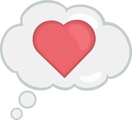 vector illustration cloud thought and heart in thinking about love concept icon