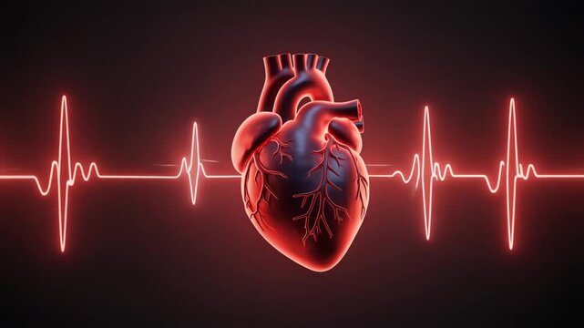 3D animation of a heart beating, heartbeat visualized