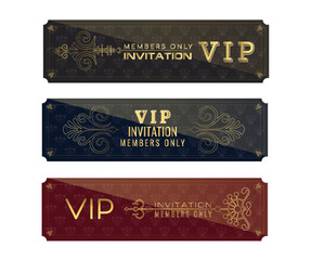 Obraz premium Luxury VIP Invitation Banners Set – Members Only Elegant Design