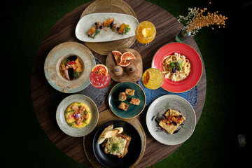 variety of dishes served at the table