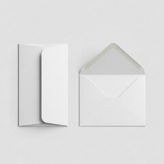 Minimalist Flat Lay of Two Blank White Envelopes for Stationery