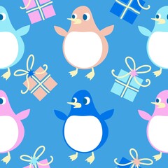 Christmas animals seamless penguin pattern for wrapping paper and fabrics and kids print