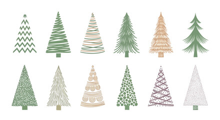 Collection of Decorative Christmas Trees for Holiday Season.