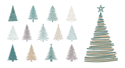 Collection of Christmas Trees - Festive Holiday Season Designs.