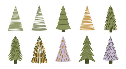 Obraz premium Collection of Stylized Christmas Trees for Holiday Decorations.