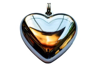 Shiny Silver Heart-Shaped Keychain Isolated on a Clean Background, Highlighting Its Reflective Surface and Elegant Design