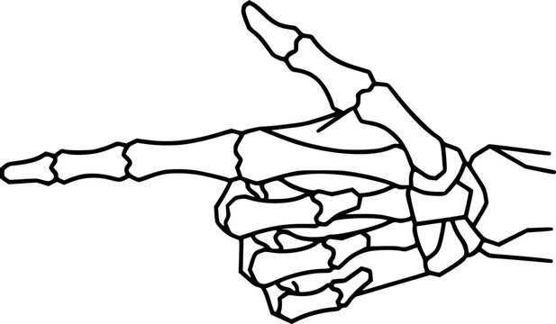 skeleton hand making a finger gun gesture
