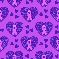 Breast cancer month seamless pink ribbon day mammogram pattern for medical accessories and medicine textiles