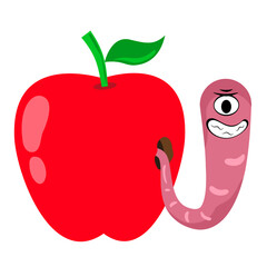 Illustration of a worm in an apple