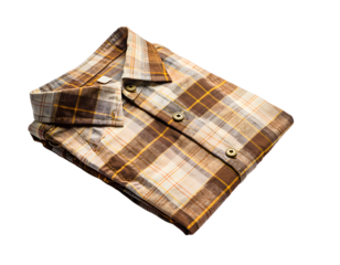 Casual Folded Plaid Shirt Isolated with Vibrant Pattern and Crisp Fabric Detail