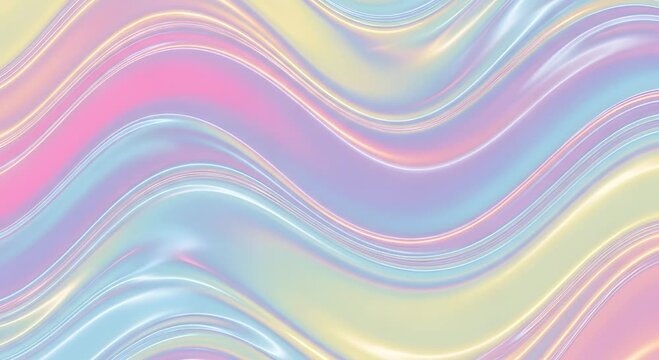 Abstract pastel waves with pink yellow and blue colors in a smooth flowing pattern design style