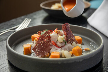 traditional Peruvian food, ceviche charela