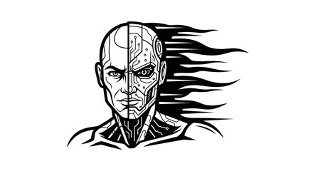 Man and Robot Face Fusion.