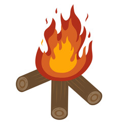 Illustration of a Burning Campfire With Logs