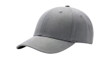 Gray baseball cap with textured pattern isolated on transparent background