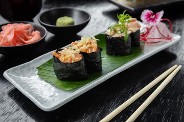 typical Peruvian food, variety of sushi