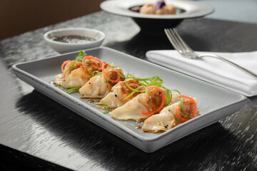 traditional Peruvian dish, pork with prawns