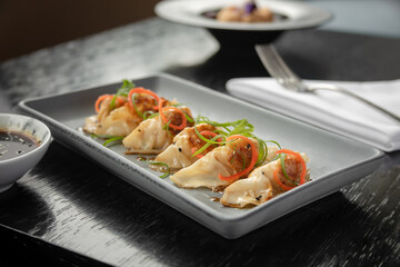 traditional Peruvian dish, pork with prawns