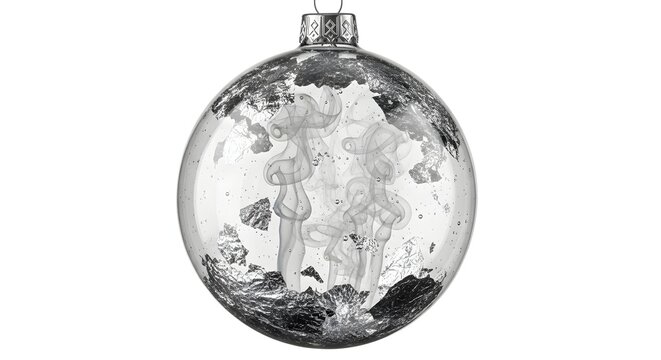 Antique Silver Mercury Glass Christmas Ornament Isolated On White Background