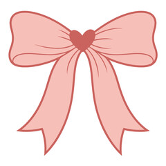 A charming pink bow with a heart center, isolated on, perfect for adding a touch of love and sweetness to any design or project