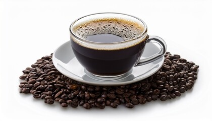 Obraz premium Black Coffee In Cup Isolated On White Background