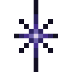 Pixelated Starburst With Glowing Center And Extending Rays In Shades Of Blue And Purple On A Transparent Background