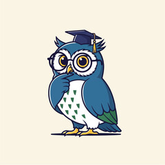 Smart Owl Scholar with Glasses Illustration