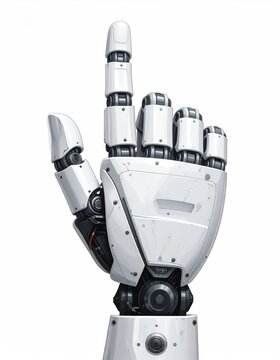Robotic hand with index finger pointing upward