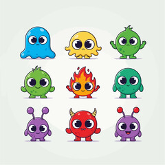 Obraz premium Cute Colorful Monster Characters Collection Illustration