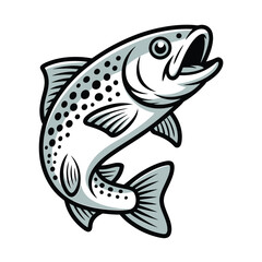 Fototapeta premium Dynamic illustration of a trout fish jumping, isolated on, perfect for fishing, wildlife, and outdoor themed designs