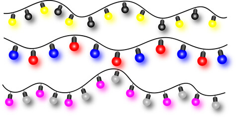 Multicolor Decorative String Lights in Wavy Pattern – Festive Bulbs for Celebration and Design Backgrounds