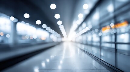 Blurred Perspective of Modern Subway Station Architecture with Blue Tones