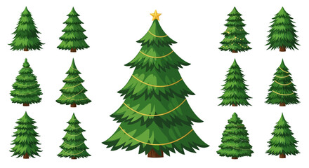 Collection of Christmas Trees - Festive Holiday Season Decorations.