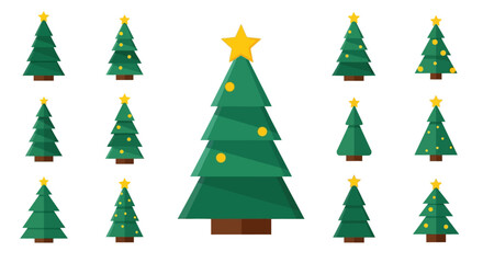 Collection of Christmas Trees - Festive Holiday Season Decorations.