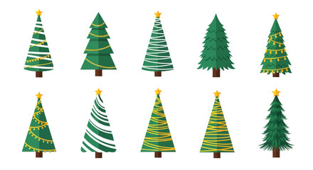 Obraz premium Collection of Festive Christmas Trees with Decorations and Star Toppers.