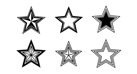 Fototapeta premium Collection of Hand-Drawn Star Illustrations in Various Styles.
