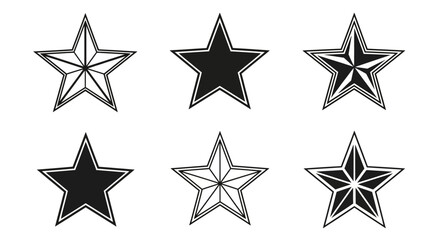 Collection of Hand-Drawn Star Illustrations with Various Fill Styles.