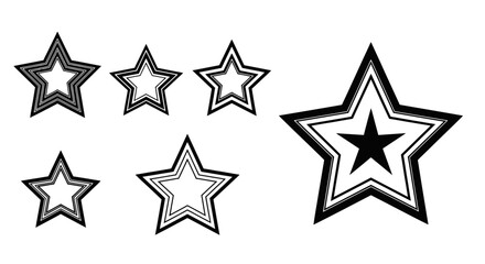 Collection of Star Shapes with Varying Outlines and Inner Fills.