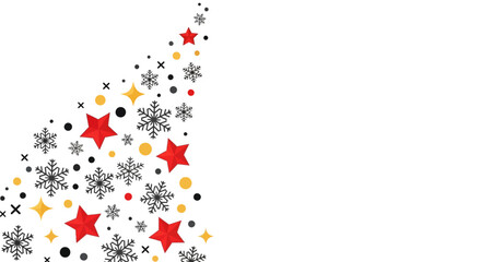 Festive Christmas Tree Made of Stars and Snowflakes.