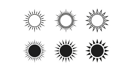 Collection of Sun Icons in Various Styles.